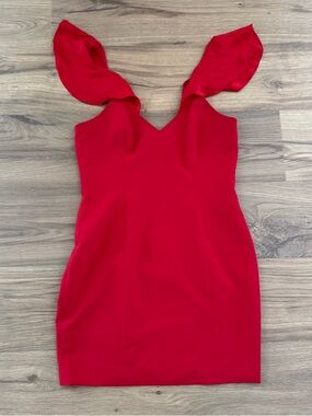 Jay Godfrey Women Sz 8 Red Off Shoulder Mini Short Ref Dress